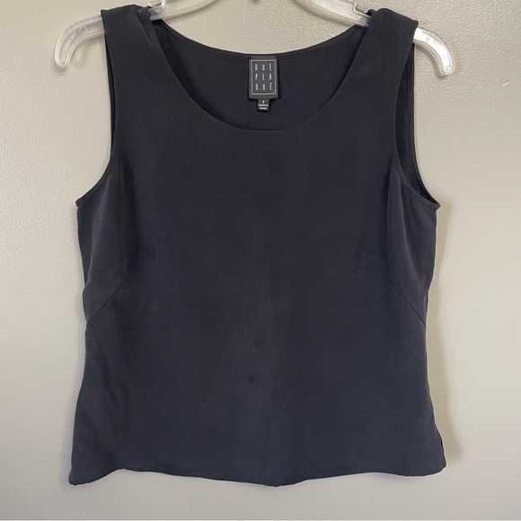 Due Per Due Black Tank Top Sleeveless Silk 8 layer business - Picture 1 of 9